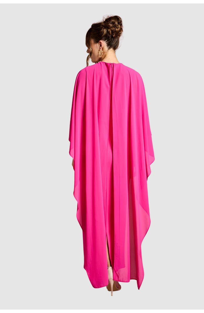 Coast Ruffle Chiffon Cape Crepe Maxi Dress, Alternate, color, Fuchsia