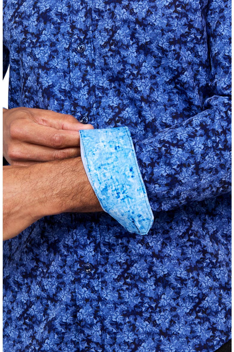 Abstract Floral Performance Shirt, Alternate, color, LIGHT BLUE/ NAVY