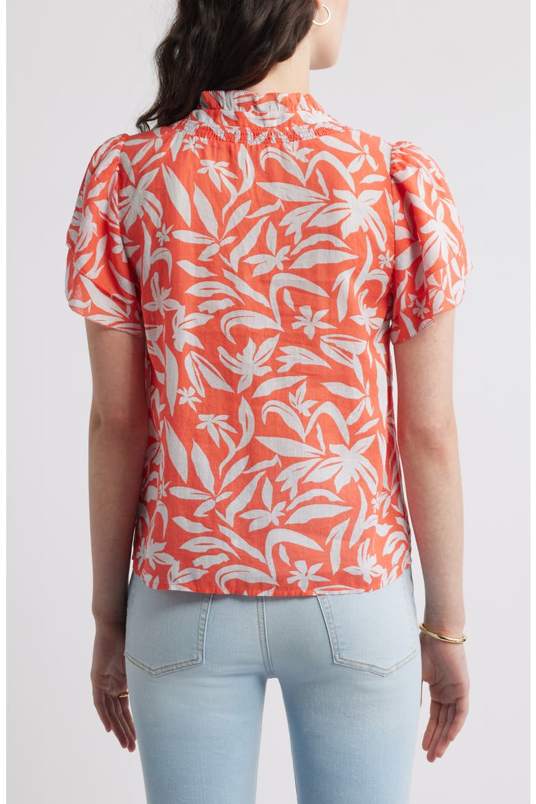 Ruffle Top, Alternate, color, CORAL- BLUE HATTIE FLORAL