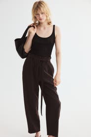 H&M Tie-belt Barrel-leg Pants