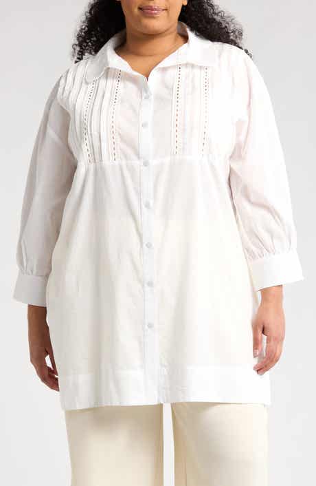 BOHO ME Lace Inset Button-Up Shirt