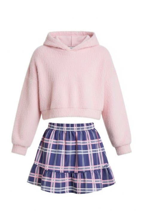 Cuddle Up Fuzzy Hoodie and Skirt Set