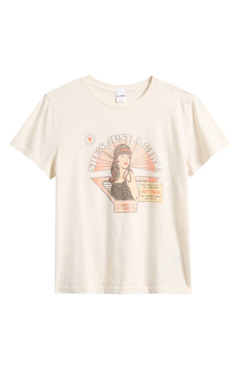 Classic Just a Girl Graphic Cotton T-Shirt