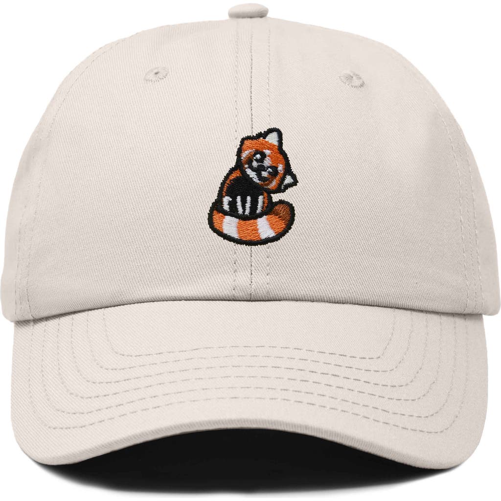 Dalix Red Panda Embroidered Dad Hat In Beige