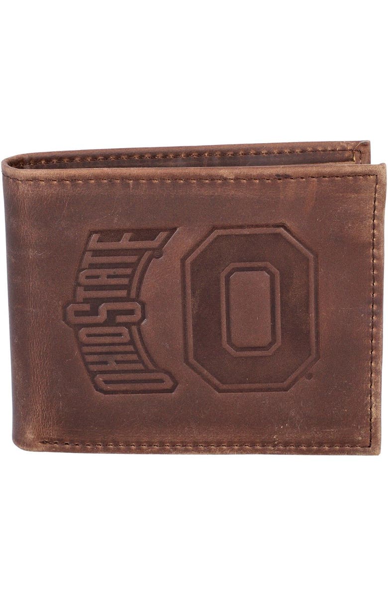 Evergreen Enterprises Brown Ohio State Buckeyes Bifold Leather Wallet, Main, color, 