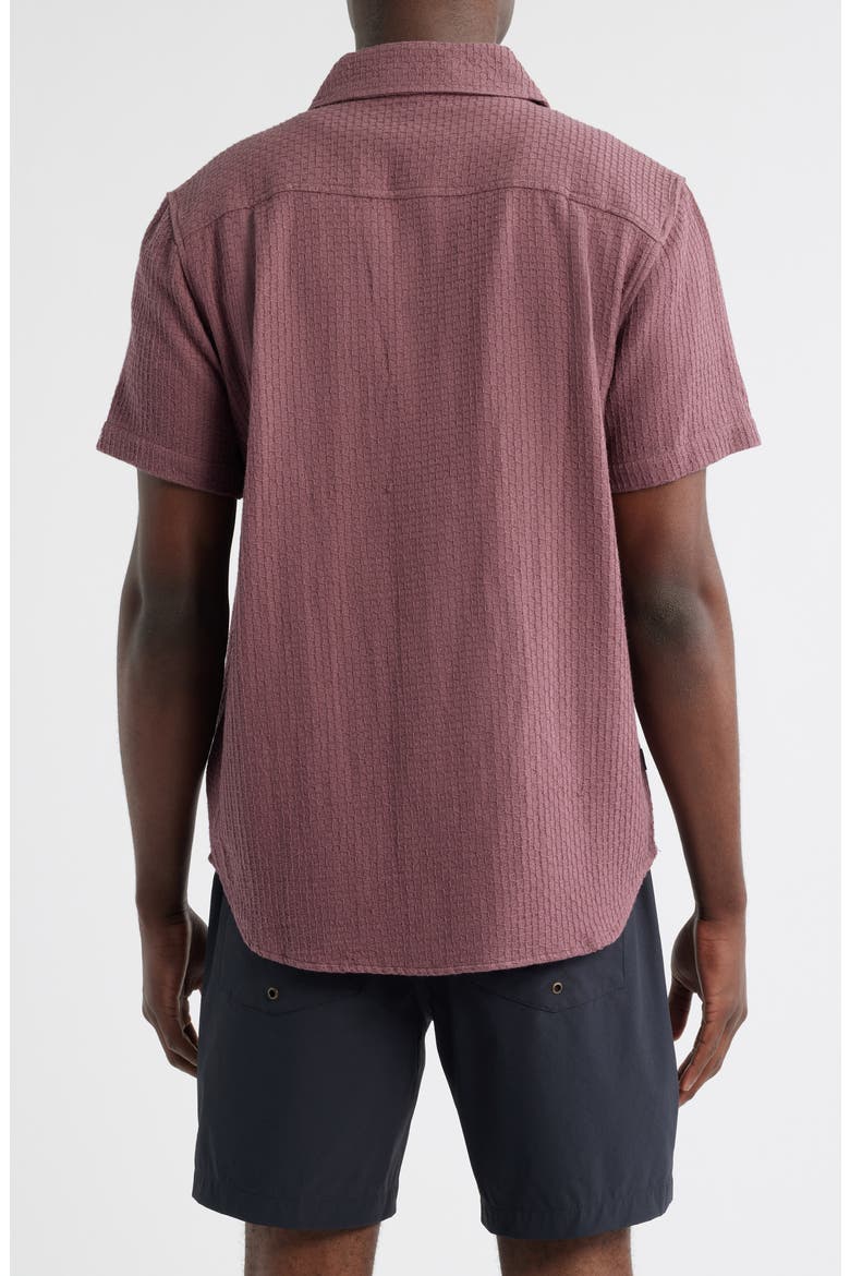 Textured Short Sleeve Cotton Button-Up Shirt, Alternate, color, ROSE
