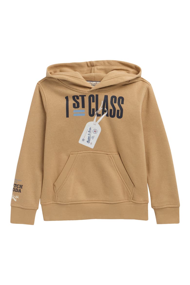 Kids' Fleece Graphic Hoodie, Main, color, TANNIN