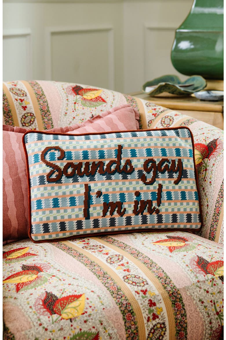 Sounds Gay Needlepoint Pillow, Alternate, color, Sounds Gay