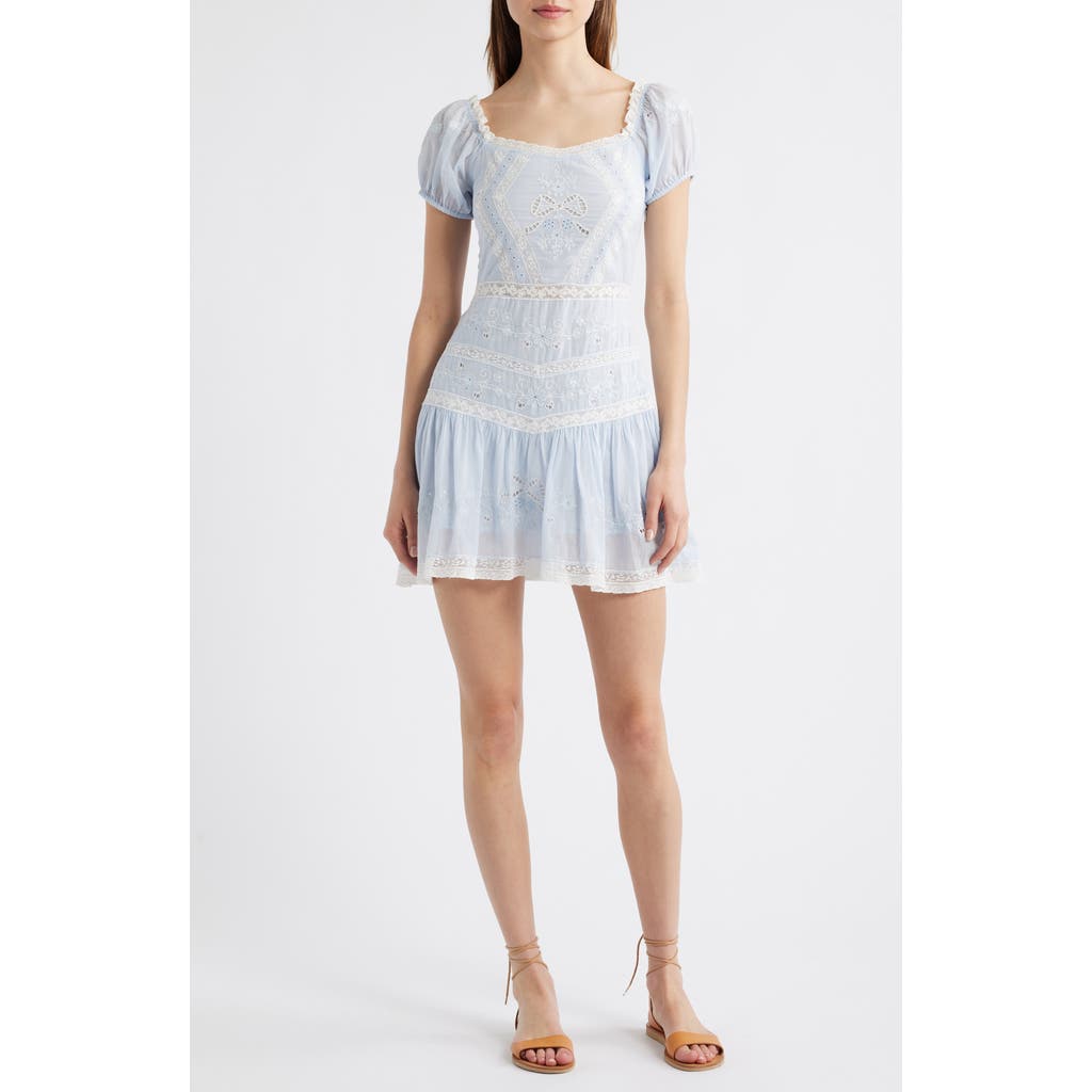 Loveshackfancy Jayce Shirred Broderie Anglaise Mini Dress In White
