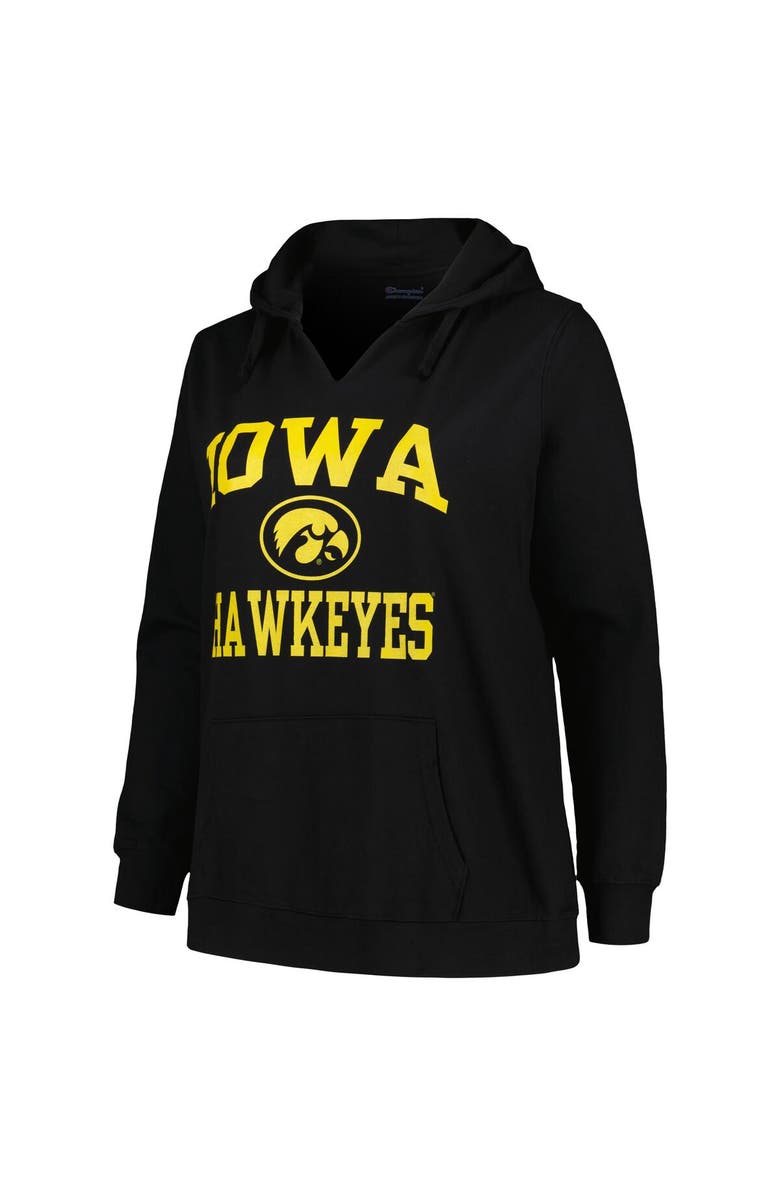 Champion Women's Champion Black Iowa Hawkeyes Plus Size Heart & Soul Notch Neck Pullover, Alternate, color, Black