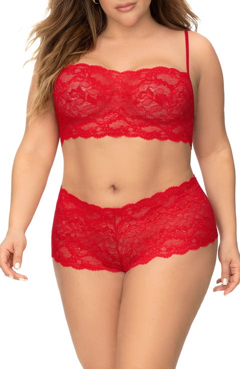 Lace Bralette & Boyshorts Set (Plus)