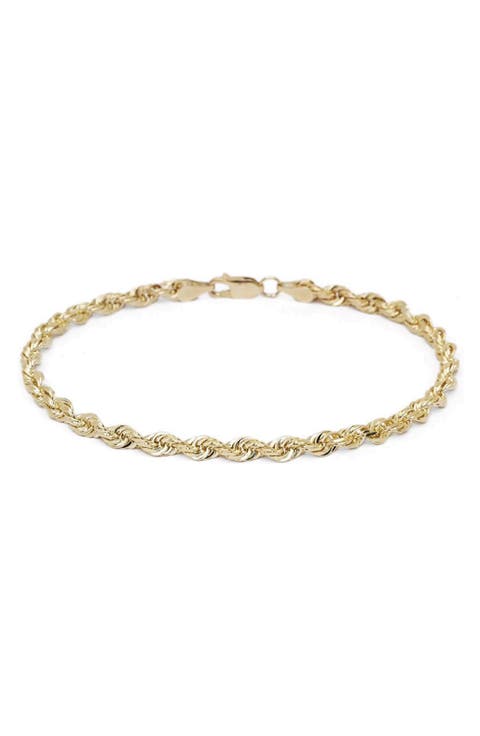 10K Gold 3mm Rope Chain Necklace