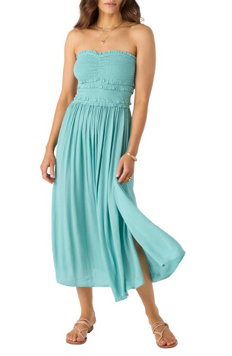 Devyn Smocked Strapless Midi Dress