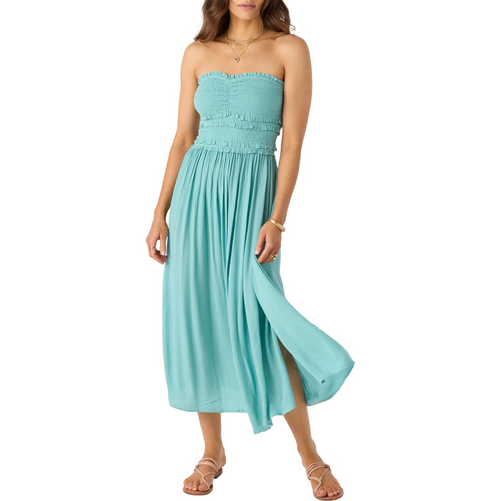 O'neill Devyn Smocked Strapless Midi Dress In Blue