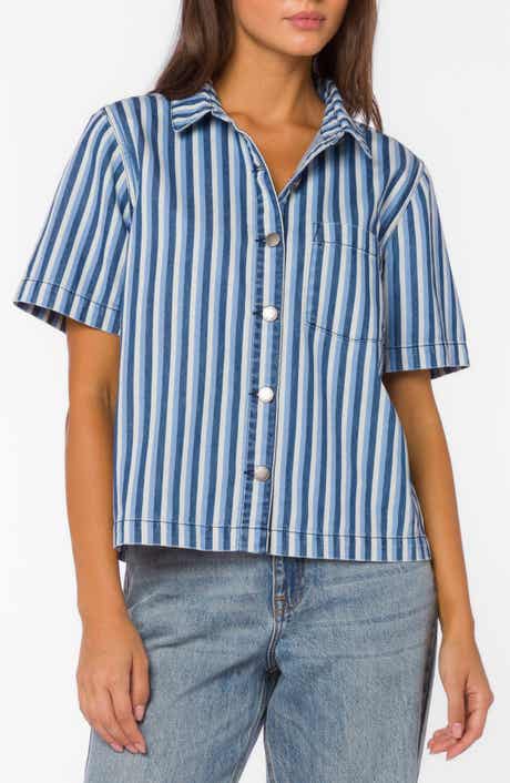 VELVET HEART Slater Stripe Cotton Denim Button-Up Shirt