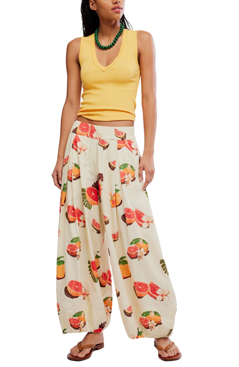 Free People Moonflowr Cotton Blend Balloon Pants, Alternate, color, Funky Fruits