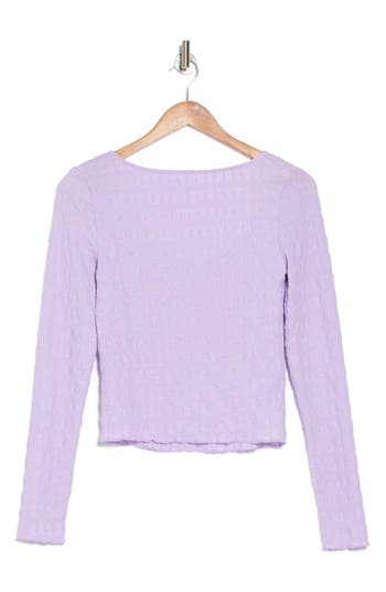Elodie Textured Jersey Mock Neck Top In Lavender