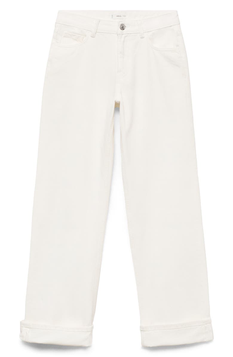 MANGO TEEN Cuff Hem Wide Leg Jeans, Alternate, color, Off White