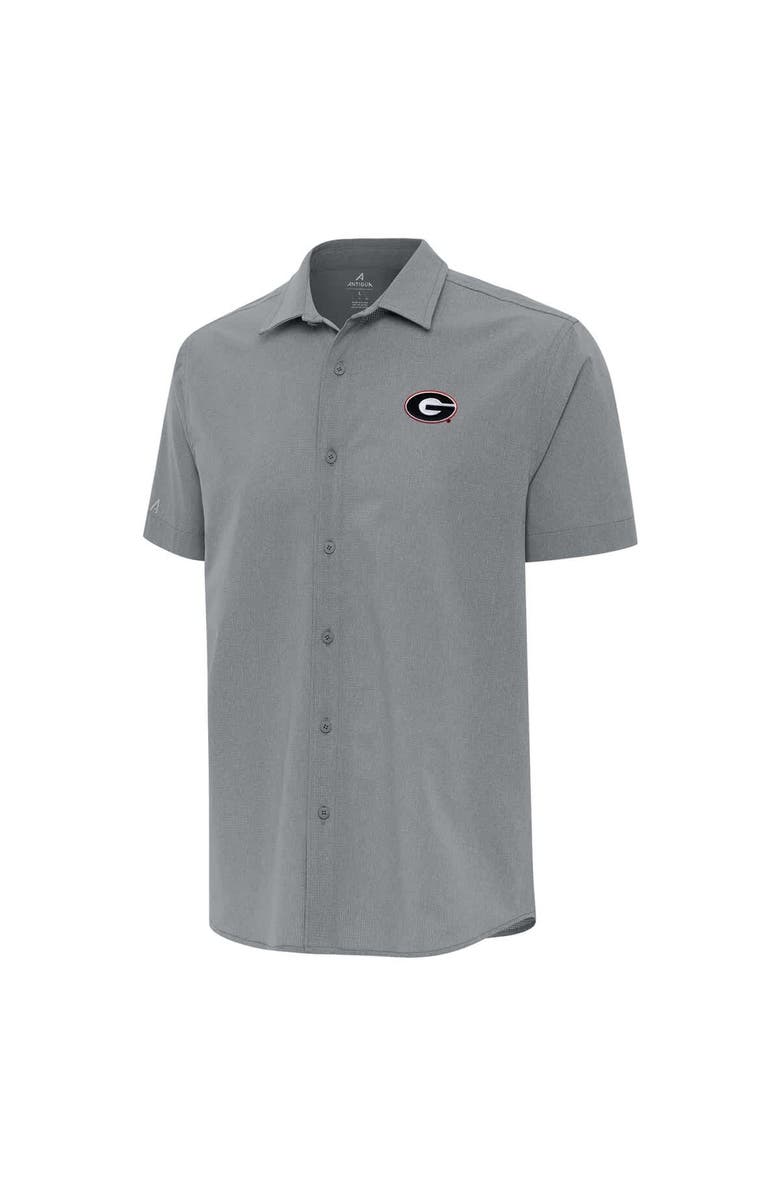 ANTIGUA Men
s Antigua Gray Georgia Bulldogs Activate Woven Short Sleeve Button-Up Shirt, Alternate, color, Gray