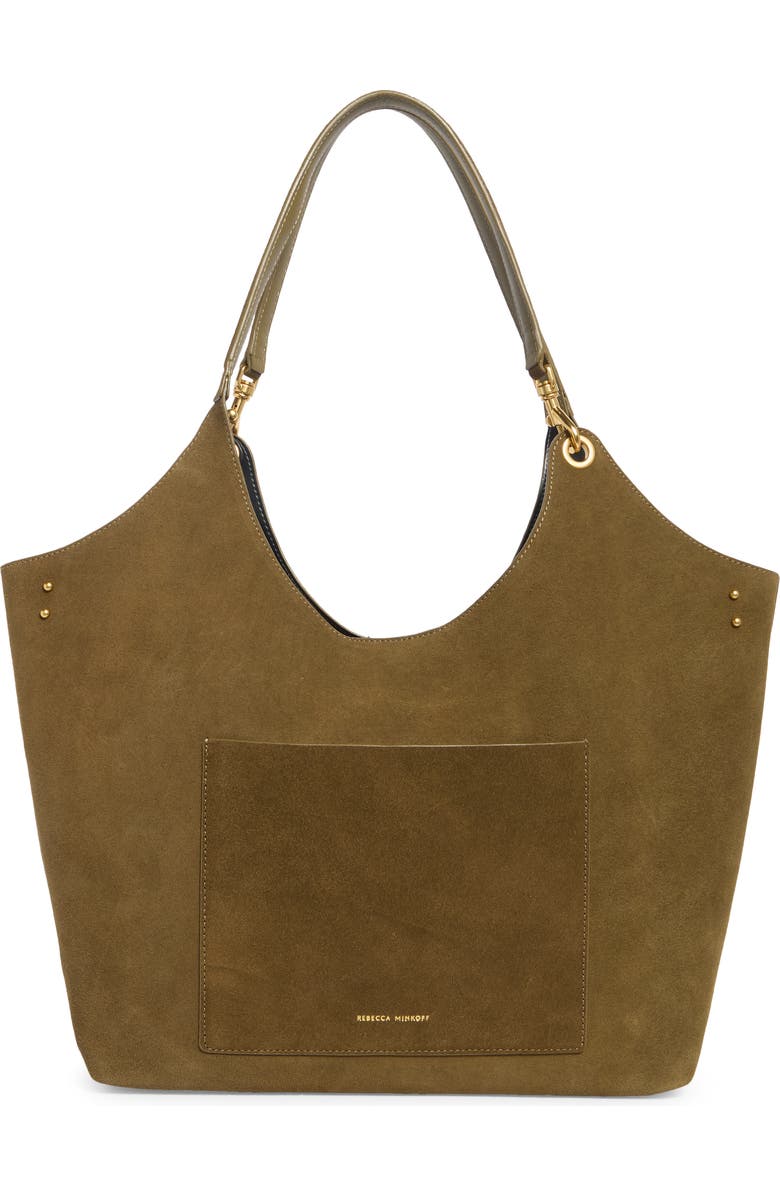 Rebecca Minkoff Perfect Suede Tote, Alternate, color, Dark Olive