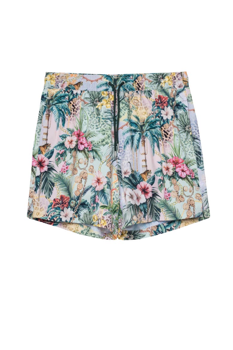 Jungle Treasure 5" Swim Trunks Swimsuit, Main, color, Multi-Jungle