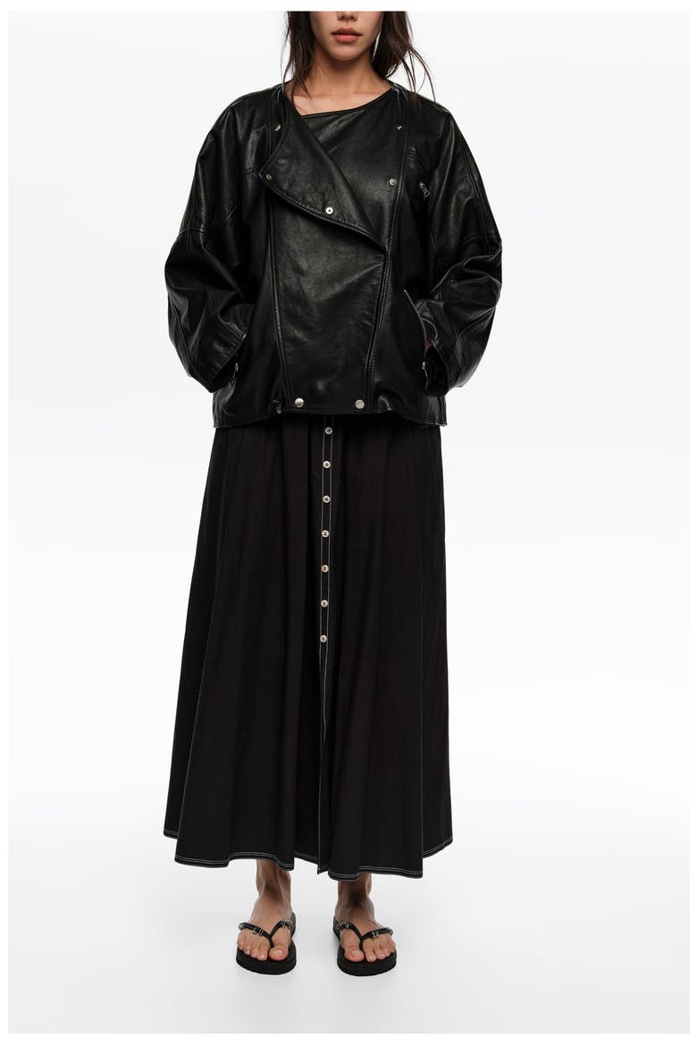 A-Line Skirt With Buttons, Main, color, BLACK