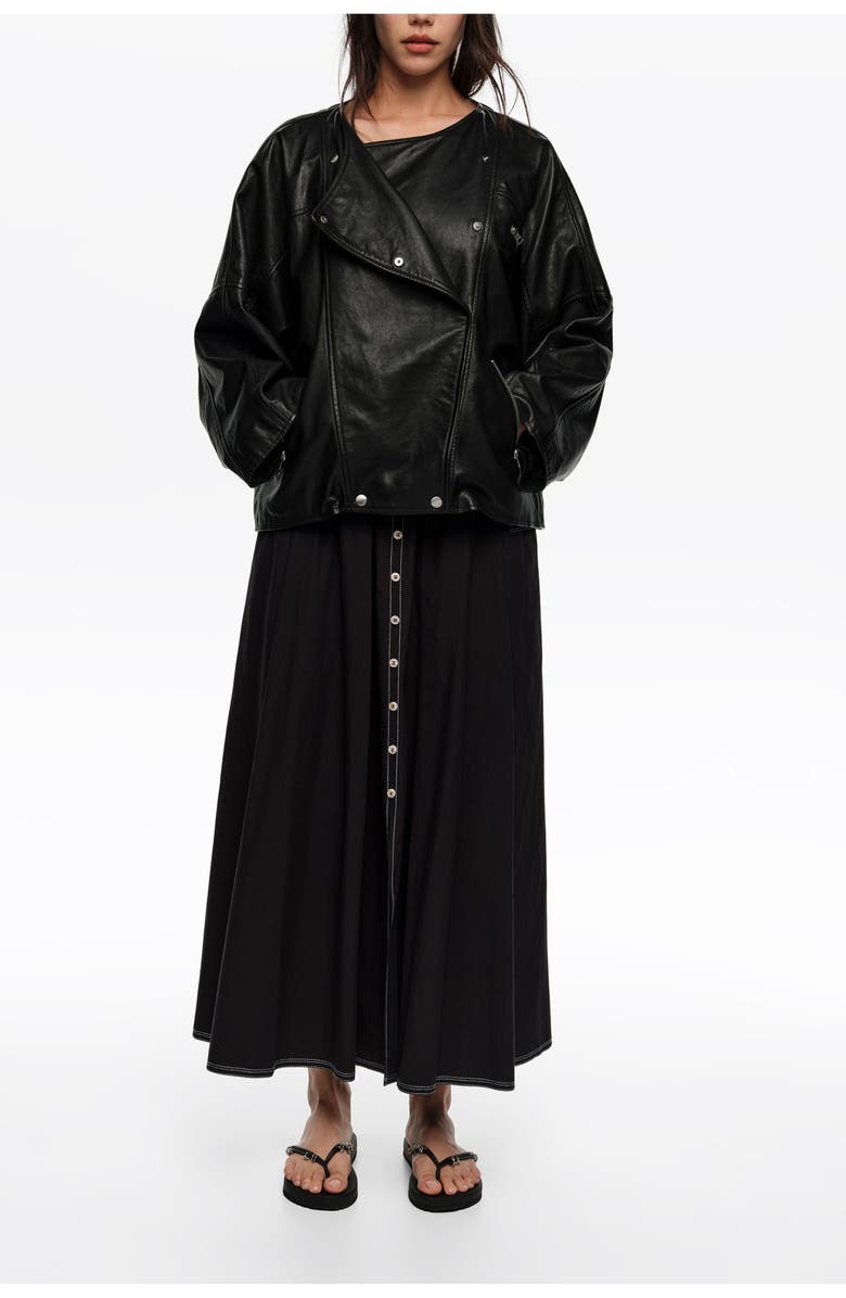 Bimba y Lola A-Line Skirt With Buttons, Main, color, Black