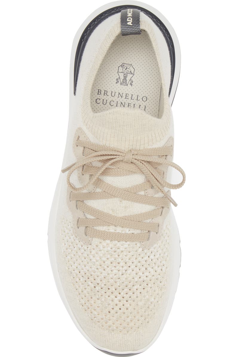 Brunello Cucinelli Mélange Knit Runner Sneaker, Alternate, color, Ivory