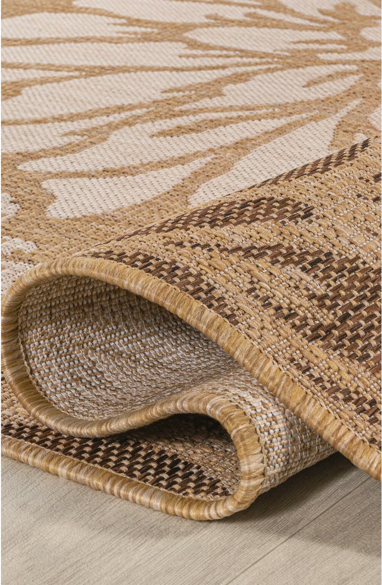 JONATHAN Y Zinnia Modern Floral Textured Weave Indoor/Outdoor Area Rug, Alternate, color, Brown/Cream