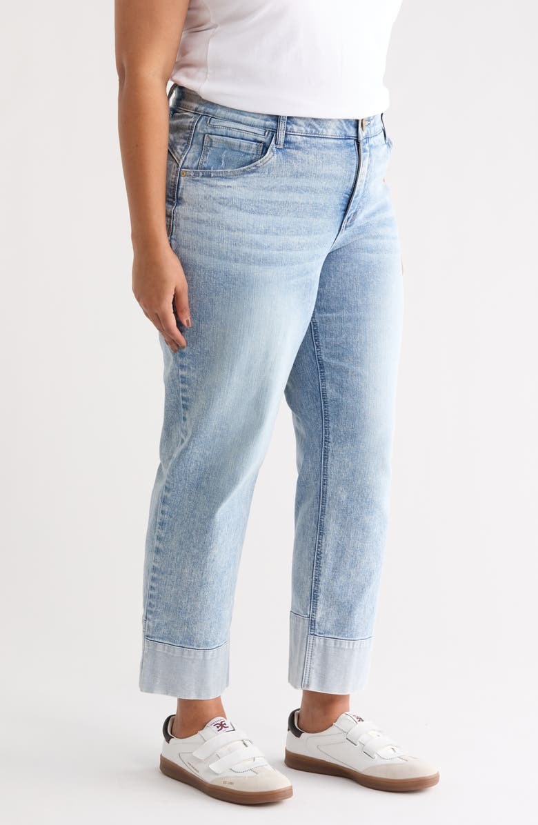 Wit & Wisdom Round-Up High Waist Cuffed Boyfriend Jeans, Alternate, color, Light Blue Artisanal