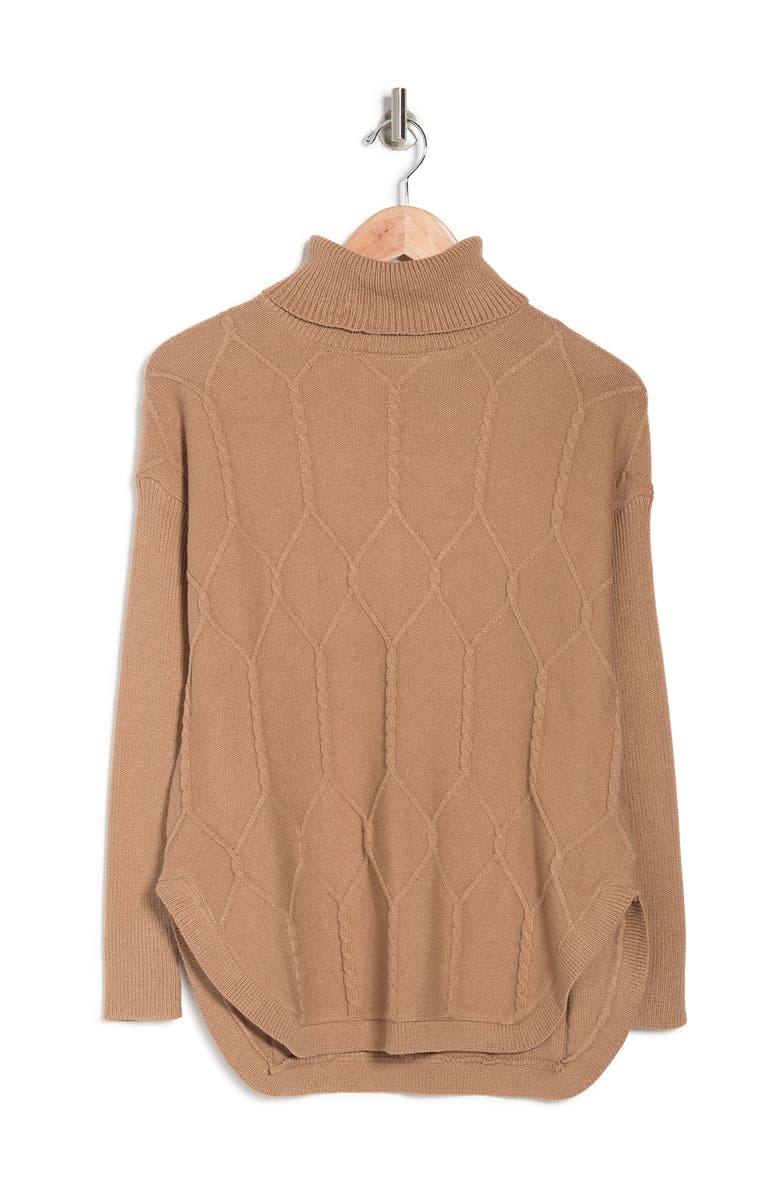 Belldini Turtleneck Cable Knit Pullover Tunic Sweater, Alternate, color, 