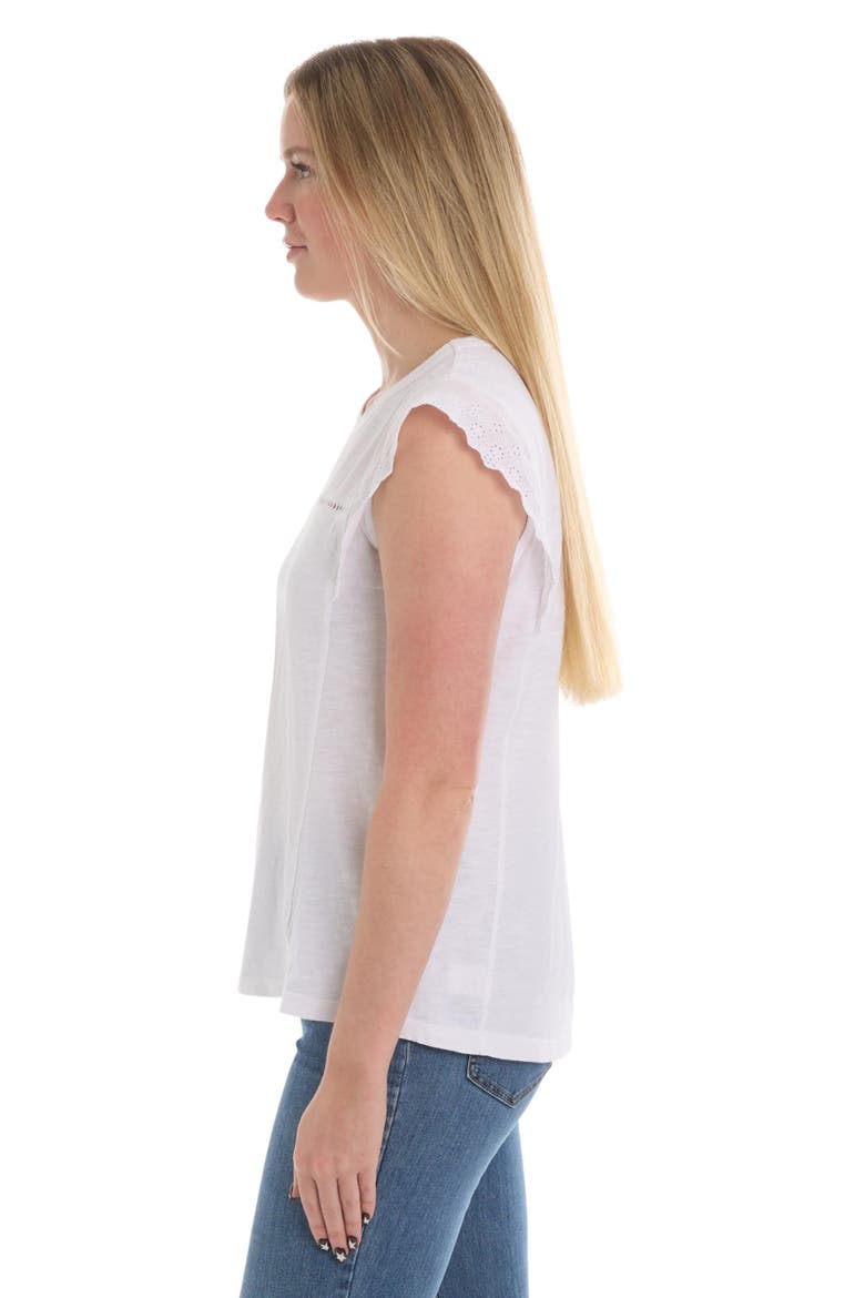 Eyelet Cap Sleeve Tee, Alternate, color, White