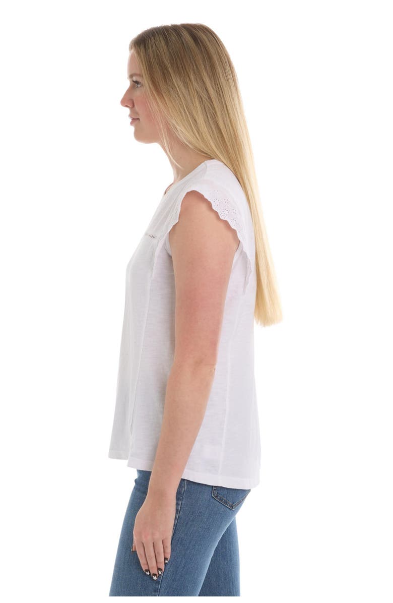 Wilt Eyelet Cap Sleeve Tee, Alternate, color, White