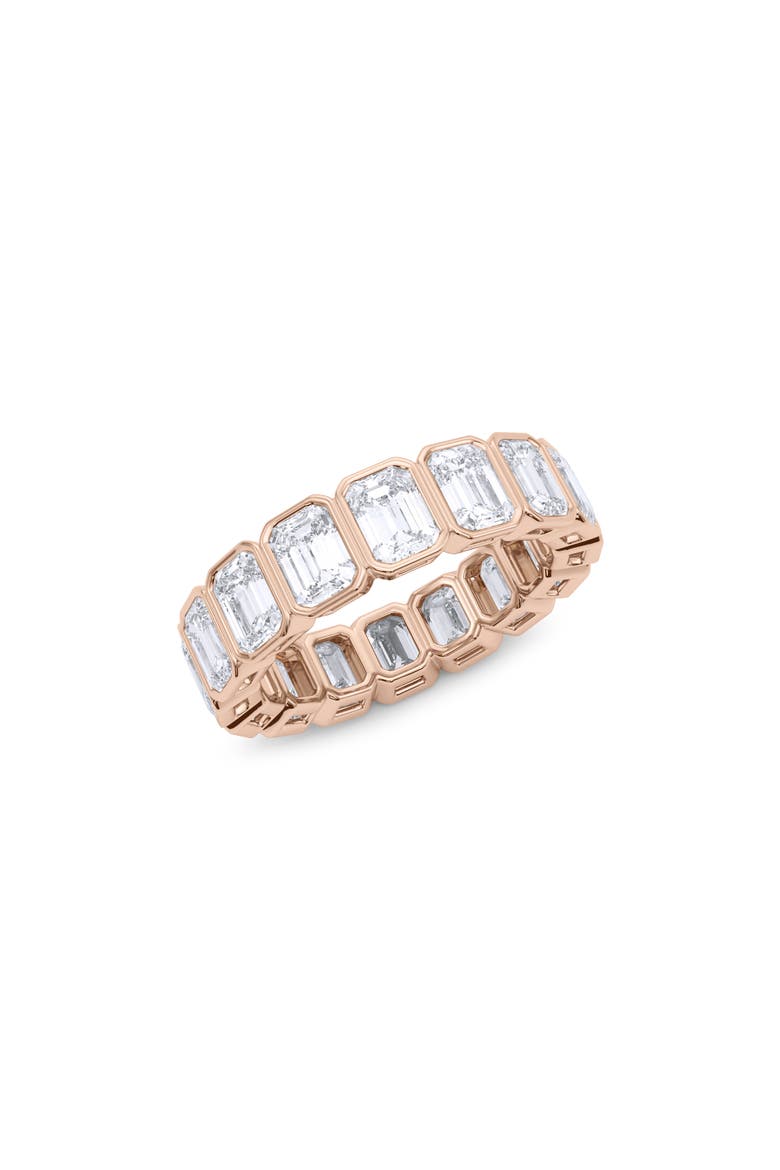 Emerald Bezel Lab Created Diamond Eternity Ring, Main, color, 6.60 CTW ROSE GOLD