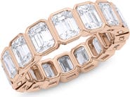 HauteCarat Emerald Bezel Lab Created Diamond Eternity Ring