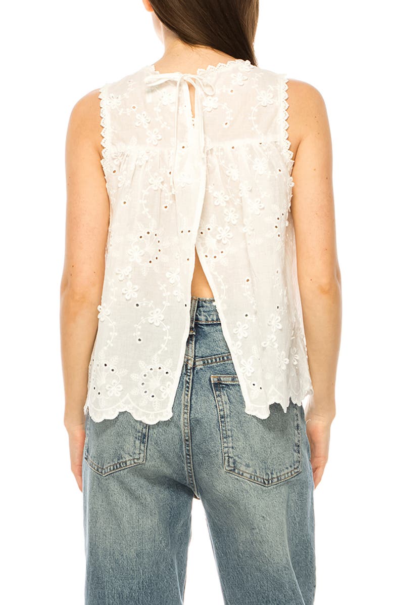 A COLLECTIVE STORY Floral Embroidery Cotton Top, Alternate, color, Bright White