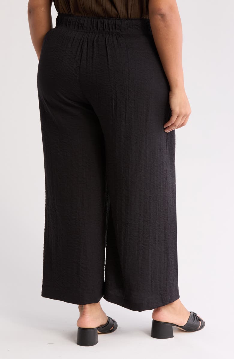 Adrianna Papell Crinkle Wide Leg Crop Pants, Alternate, color, Black