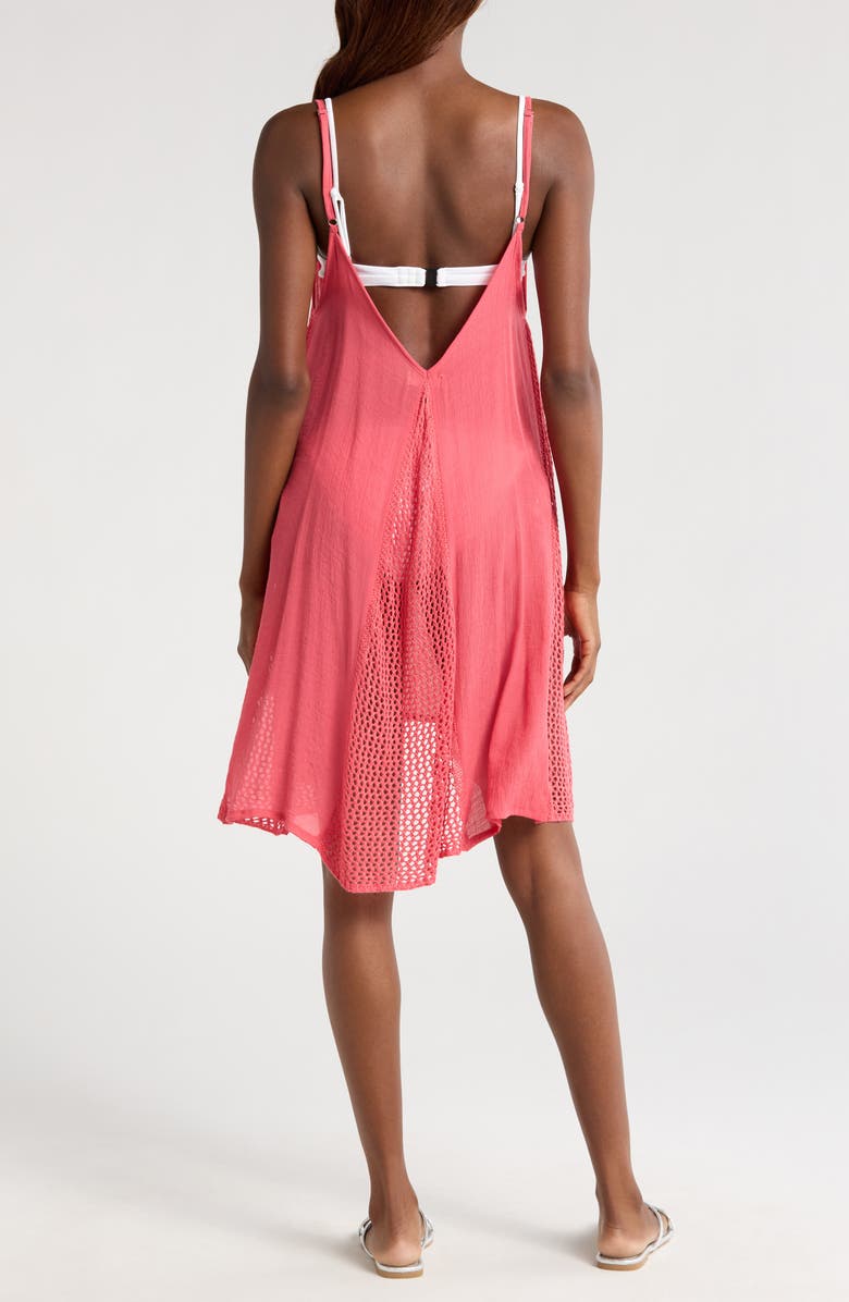 Elan Open Stitch Sleeveless Cover-Up Dress, Alternate, color, Coral