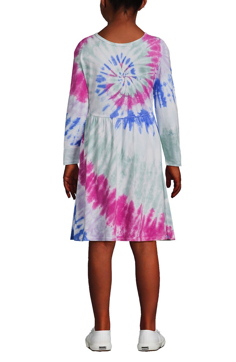 Lands' End Girls Long Sleeve Gathered Waist Jersey Dress, Alternate, color, 