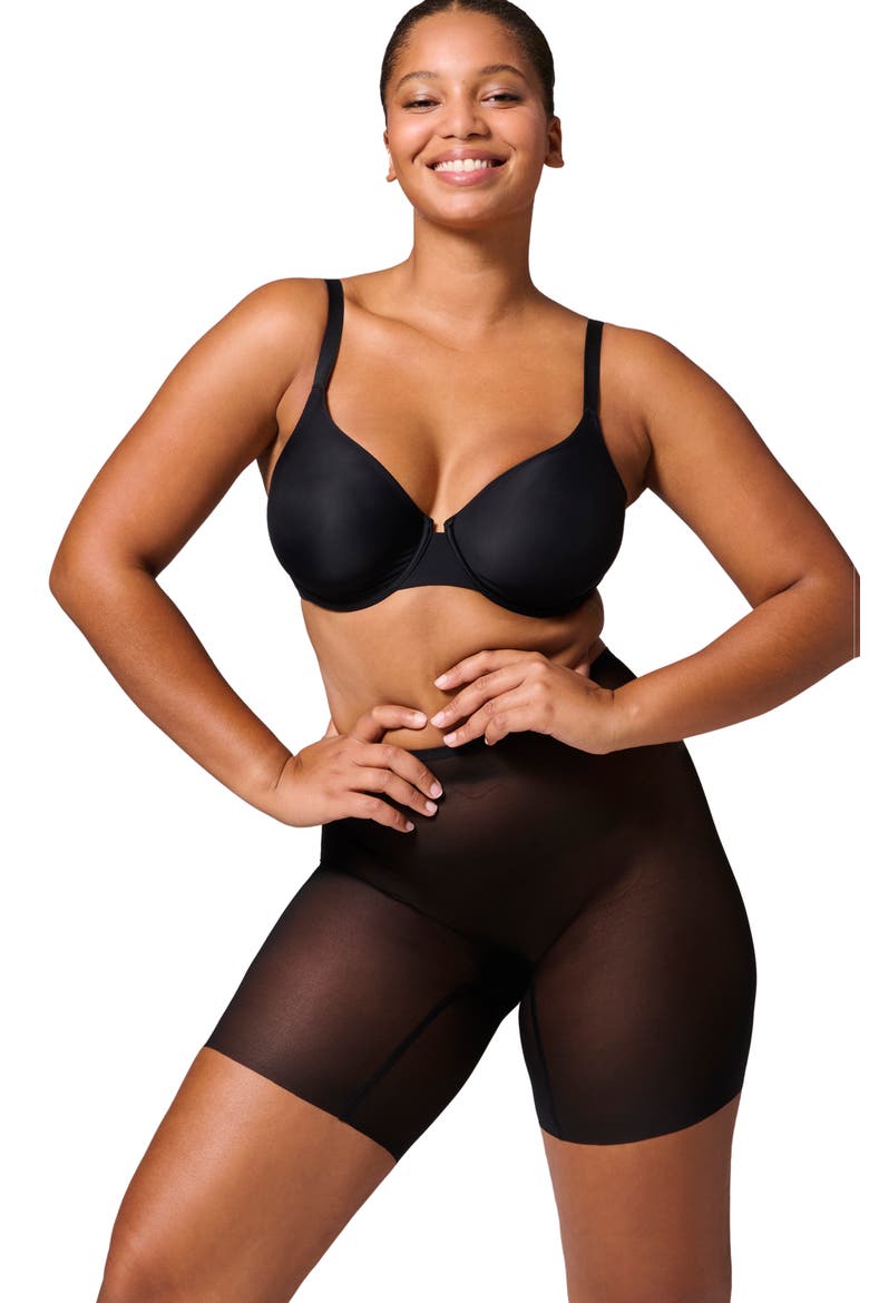 Essential Uplifting Mid Rise Shaper Shorts, Alternate, color, BLACK