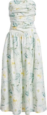 En Saison Marlowe Floral Cutout Back Drop Waist Midi Dress