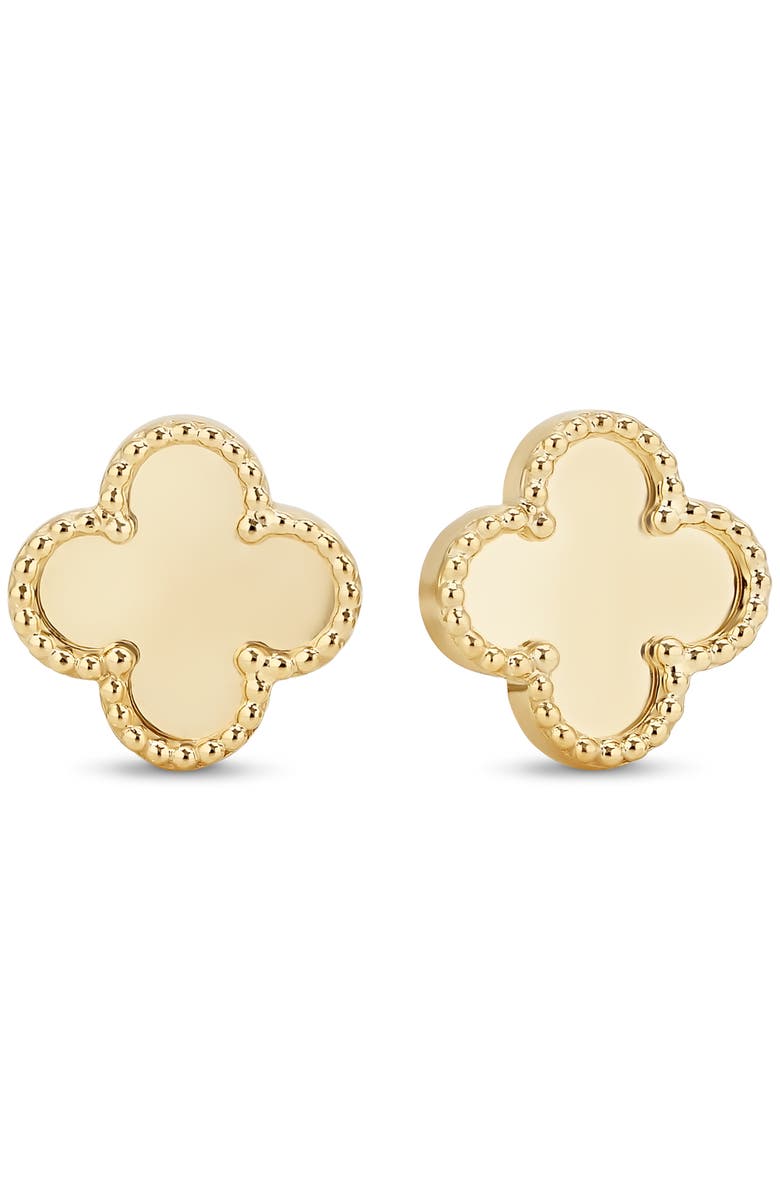 DEVATA Clover Earrings in 14K Gold, 11mm, Main, color, Yellow Gold