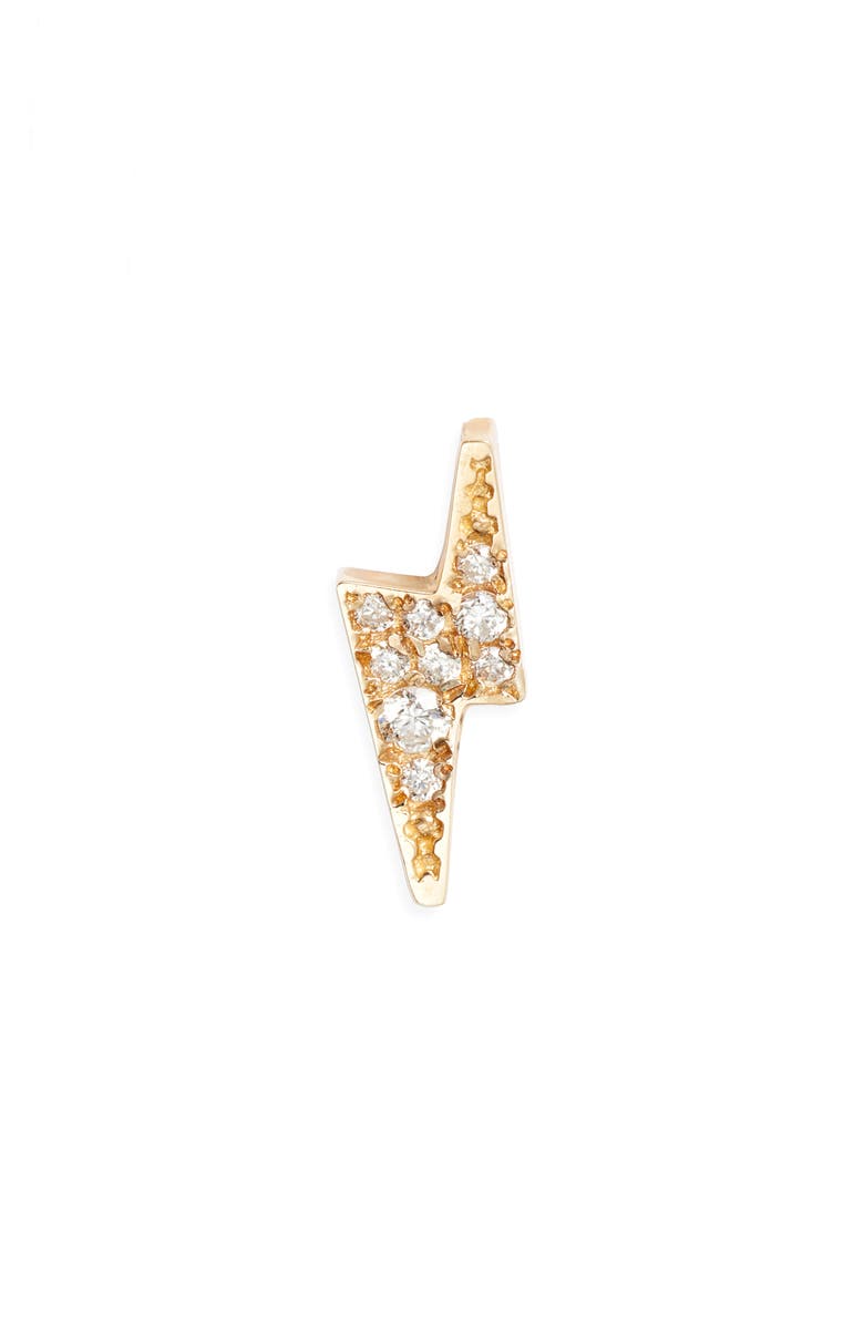 Anzie Single Lightning Bold Stud Earring, Main, color, Yellow Gold