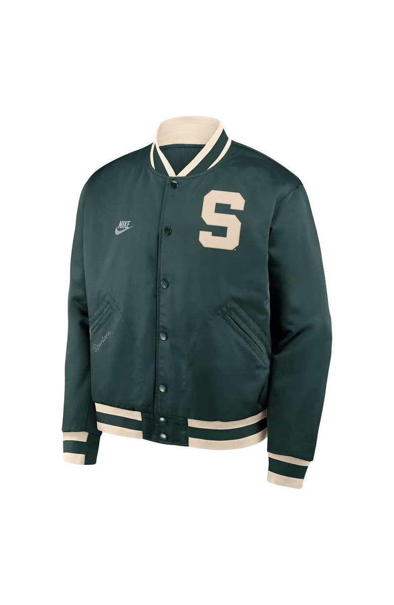 Nike Men's Nike Green Michigan State Spartans Legacy Full-Snap Bomber Jacket, Alternate, color, Green