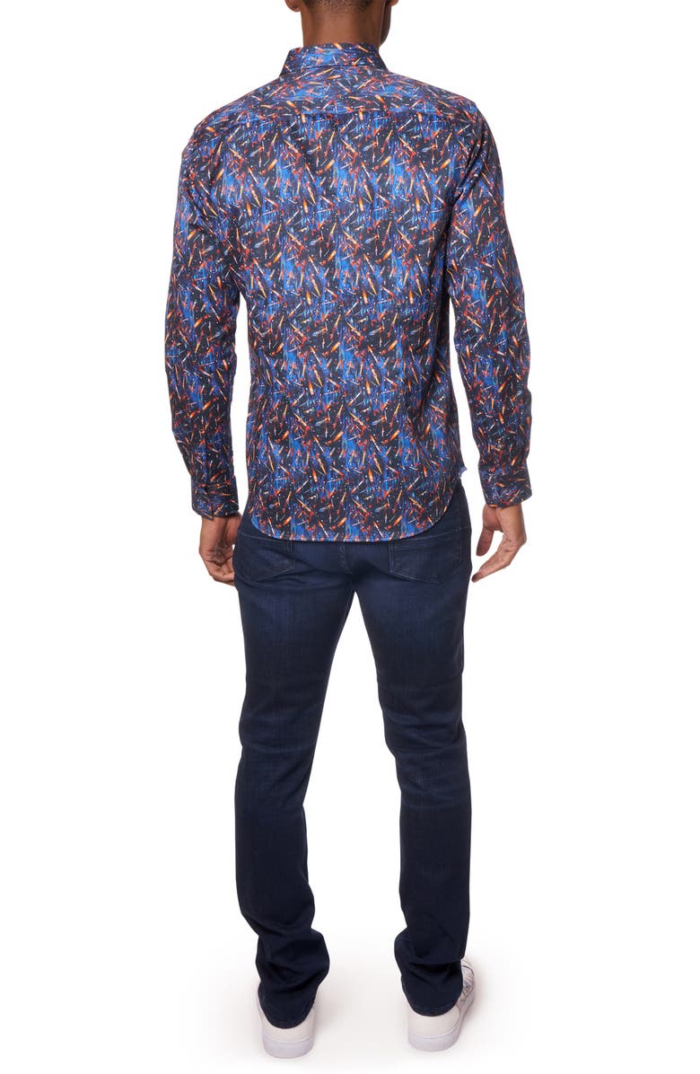 Robert Graham Interstellar Rocket Print Cotton Button-Up Shirt, Alternate, color, 