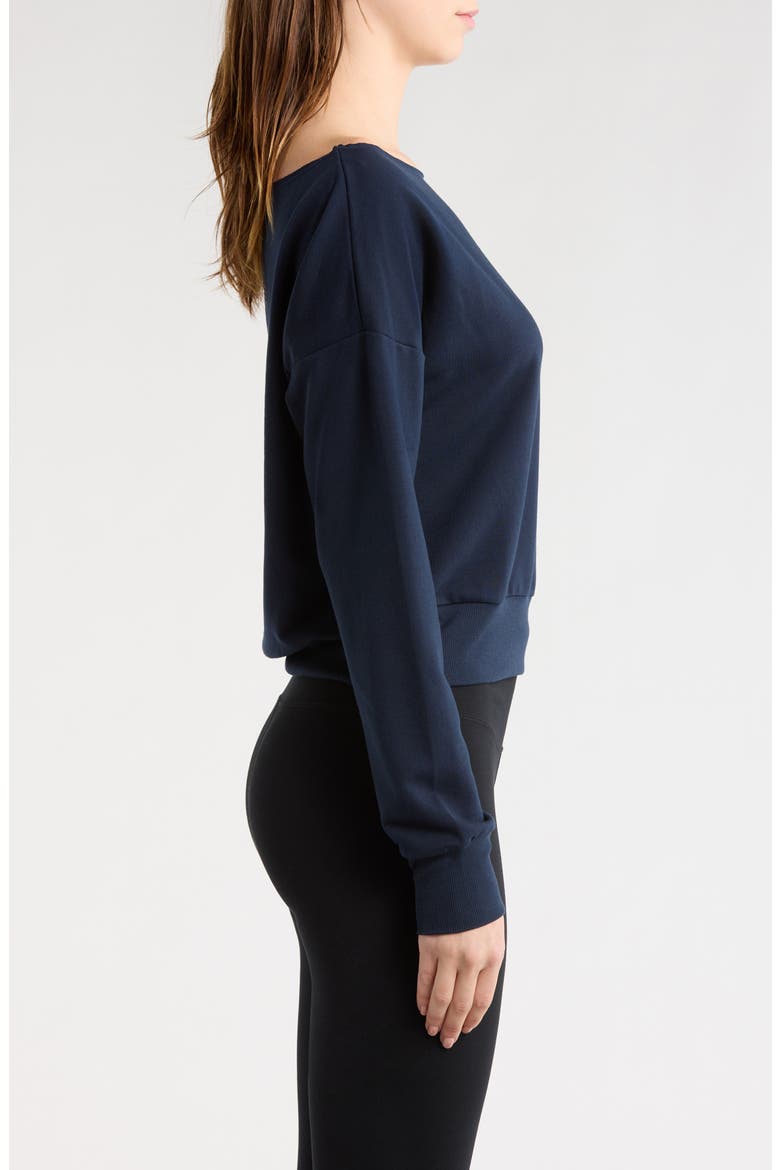 Flashdance Boat Neck Fleece Sweatshirt, Alternate, color, NAVY BLAZER