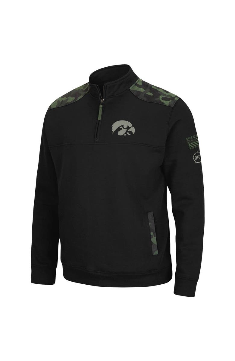 COLOSSEUM Men's Colosseum Black Iowa Hawkeyes OHT Military Appreciation Commo Fleece Quarter-Zip Jacket, Alternate, color,