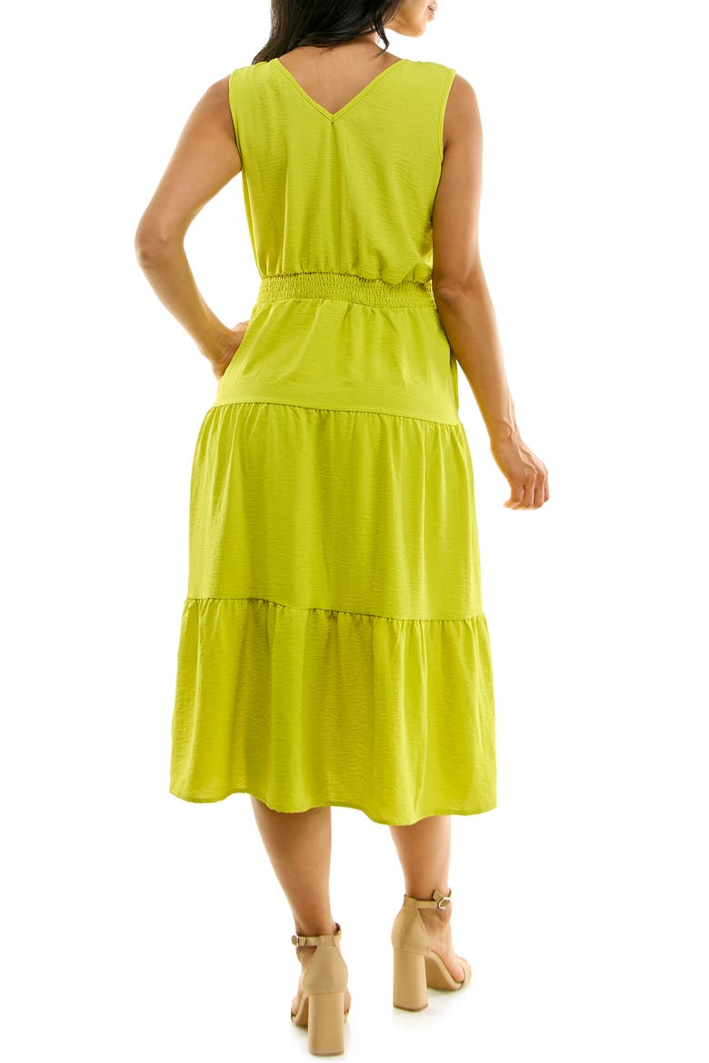 Tiered Midi Dress, Alternate, color, CHARTREUSE