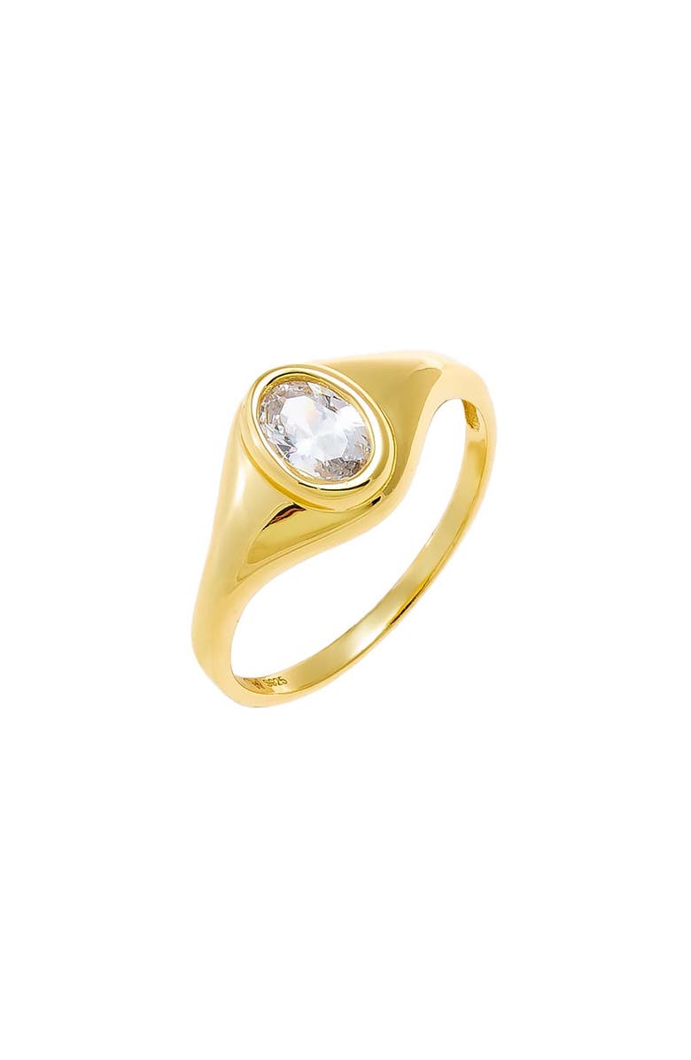 BY ADINA EDEN CZ Oval Signet Pinky Ring, Main, color, Gold