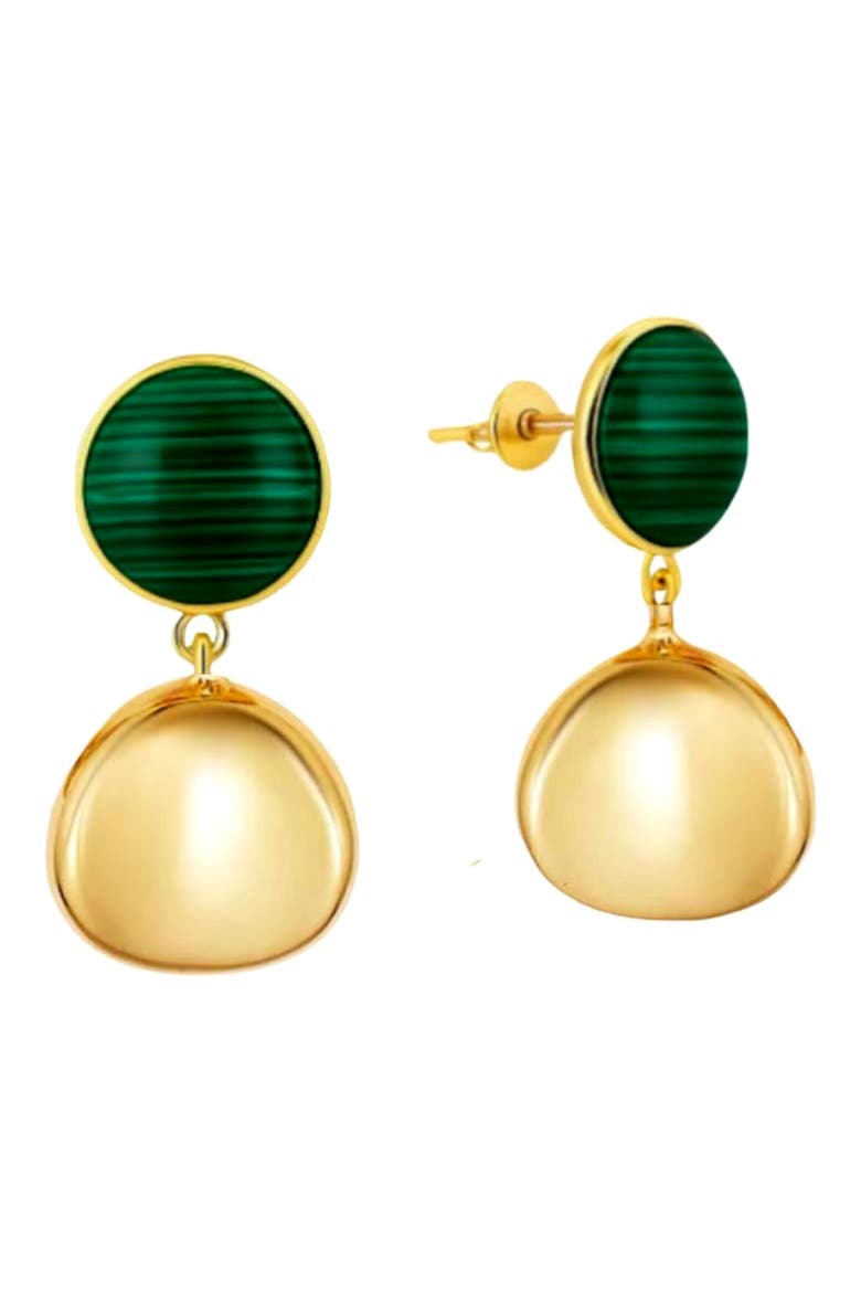 Modern Malachite Drop Earrings, Main, color, GOLD